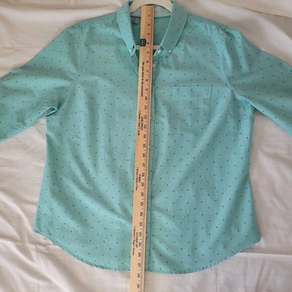 Blue Polka Dot Button Long Sleeve Shirt Womans Size XL - Picture 13 of 16